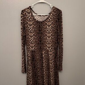 Leopard Print Long Sleeve Dress by LiBetter